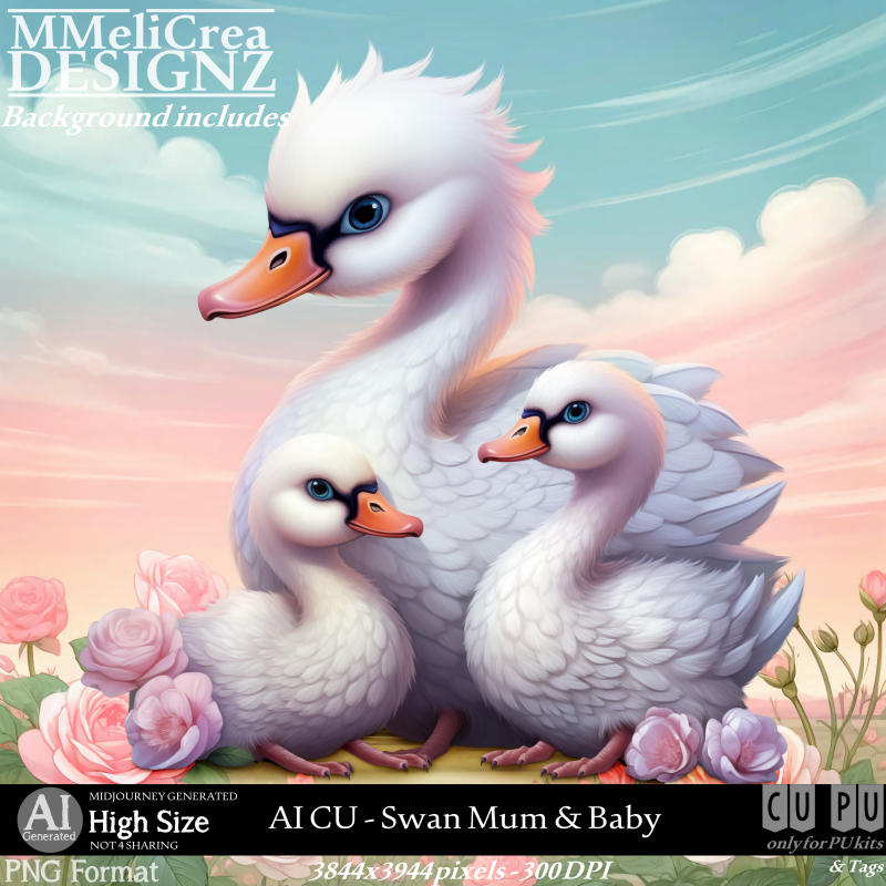 AI - CU Swan Mum & Baby (CU4PU/PNG)